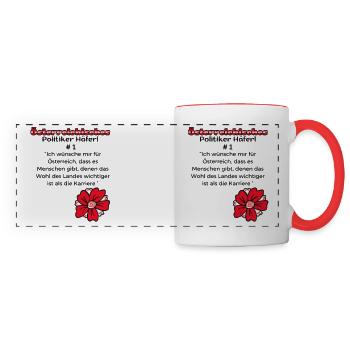 Österreichisches Politiker Häferl Nr 1 - Panoramatasse - Weiß/Rot - Vorne
