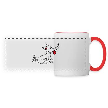 Dog wagging excited cute happy - Panoramic Mug - white/red - Front
