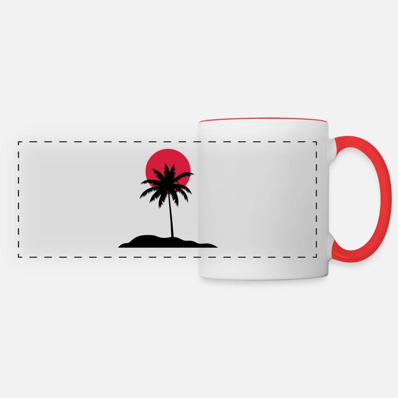 Sunset Palm Tree - Panoramic Mug - white/red