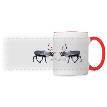 Lapland reindeer pair with text motifs - Panoramic Mug - white/red - Front