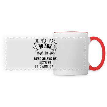 40 ans anniversaire - Mug panoramique contrasté et blanc - blanc/rouge - Devant