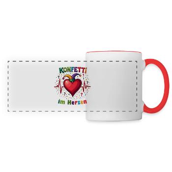 Karneval Herzschlag - Konfetti - Panoramatasse - Weiß/Rot - Vorne