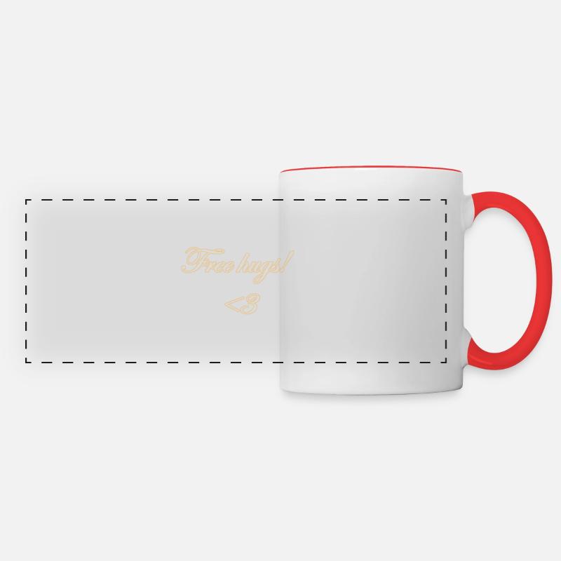 Câlins gratuits !! (Câlins gratuits). - Mug panoramique contrasté et blanc - blanc/rouge