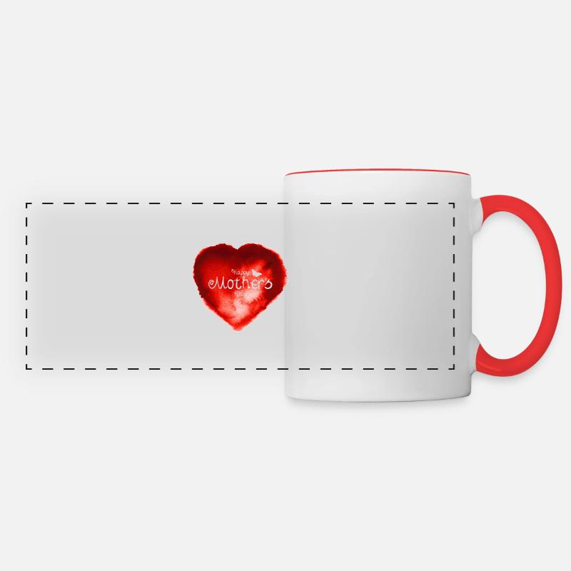 Happy Mother's Day phrase with a red watercolor he - Panoramic Mug - white/red