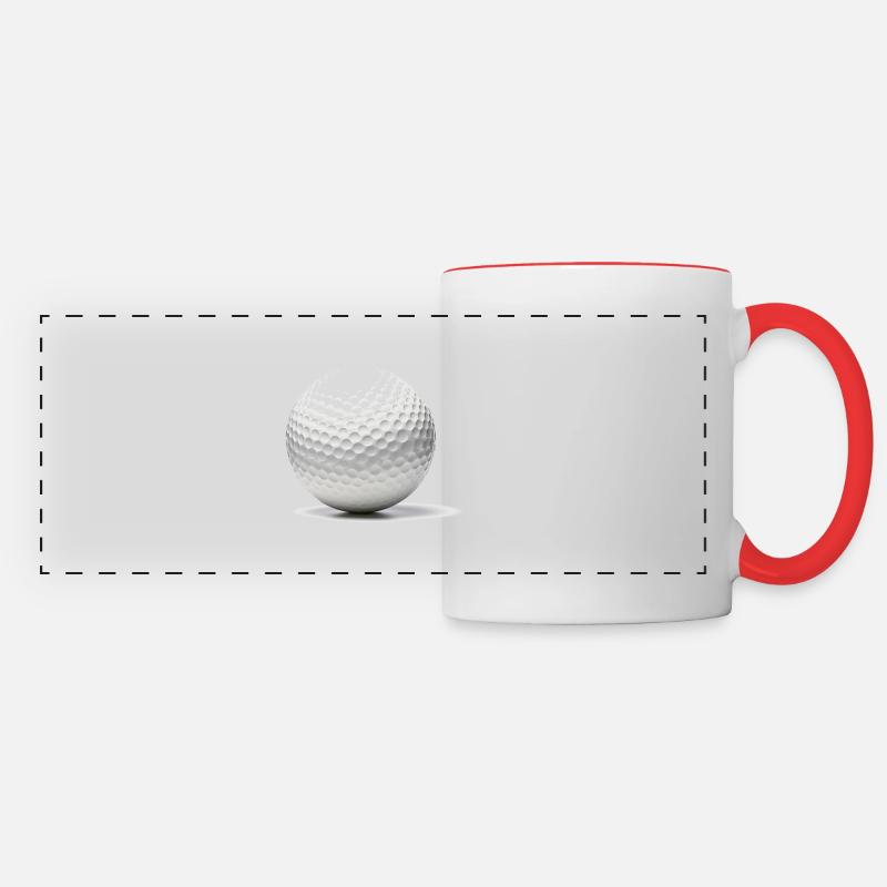 The golf ball. - Panoramic Mug - white/red