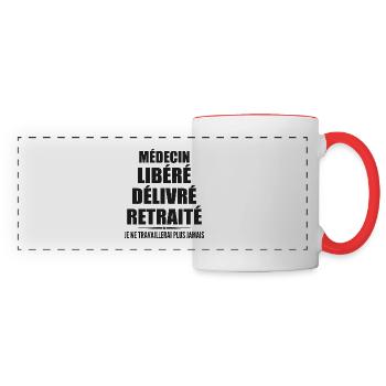 Médecin célèbre sa retraite avec humour cadeau - Mug panoramique contrasté et blanc - blanc/rouge - Devant