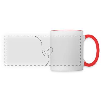 Heart black line drawing - Panoramic Mug - white/red - Front
