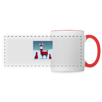 Süßes Lama Rot-Weißer Weihnachtsschal - Panoramatasse - Weiß/Rot - Vorne