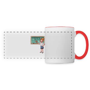 Enseignante de dessin animé - Mug panoramique contrasté et blanc - blanc/rouge - Devant