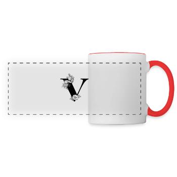 Floral letter v black and white - Panoramic Mug - white/red - Front