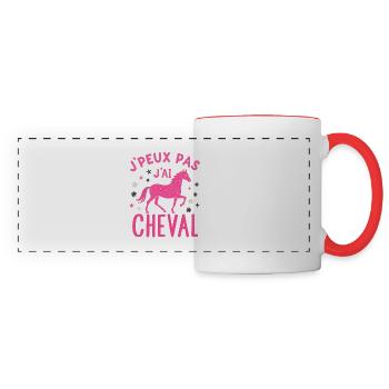 J'Peux Pas J'Ai Cheval Rose, fleur - Mug panoramique contrasté et blanc - blanc/rouge - Devant
