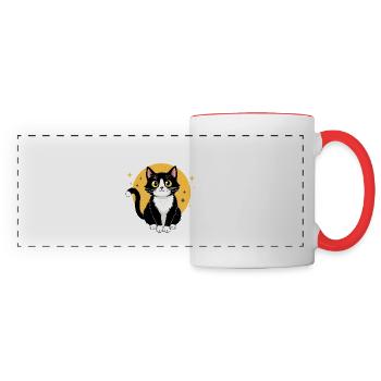 Damen Tuxedo Cat Lover Geschenk Katzenliebhaber - Panoramatasse - Weiß/Rot - Vorne