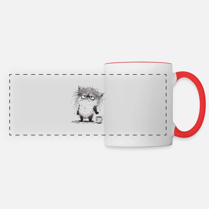 Grantige Katze - Panoramic Mug - white/red