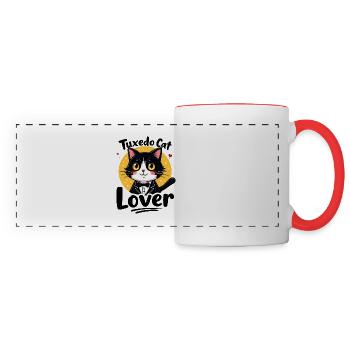 Damen Tuxedo Cat Lover Geschenk Katzenliebhaber - Panoramatasse - Weiß/Rot - Vorne
