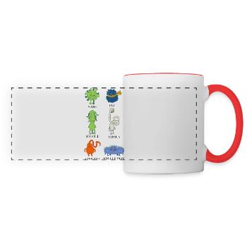 Douces bactéries et virus - grippe, E.Coli - Mug panoramique contrasté et blanc - blanc/rouge - Devant