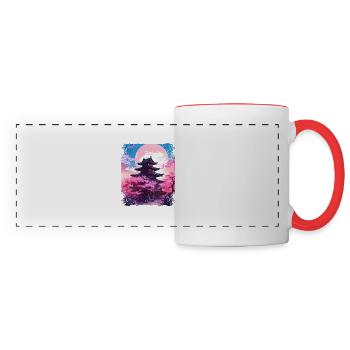 Vaporwave cerisier fleur Sakura arbre dans un temple - Mug panoramique contrasté et blanc - blanc/rouge - Devant
