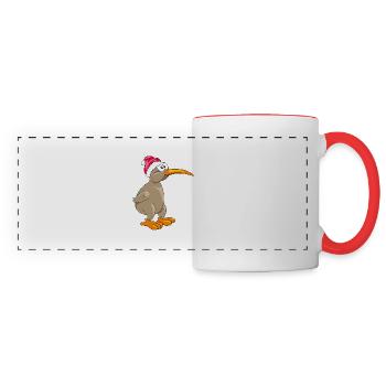 Oiseau kiwi dans un chapeau de Noël - Mug panoramique contrasté et blanc - blanc/rouge - Devant