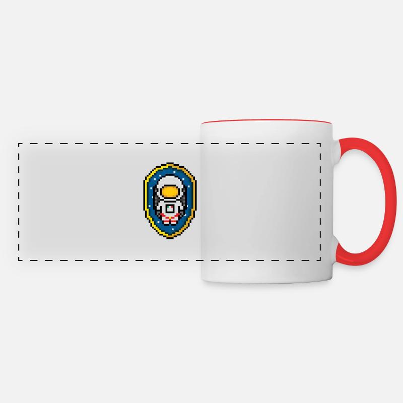 Badge d’astronaute (Pixel art/Space Badge) - Mug panoramique contrasté et blanc - blanc/rouge
