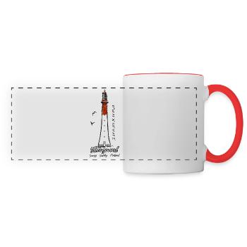 Yttergrund lighthouse, Wings, textiles and gifts - Panoramic Mug - white/red - Front
