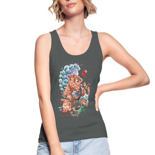 Vegan Christmas with cow and turkey. - Women's Organic Tank Top by Stanley & Stella