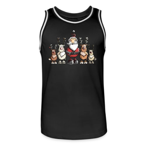 Père Noël entouré de rennes - Scène hivernale - Maillot de basket Homme