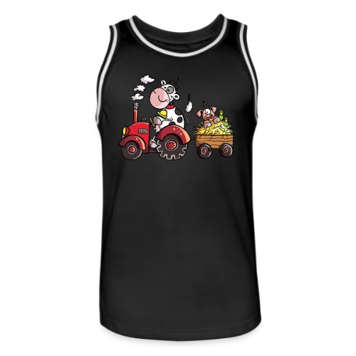 La Vache au Volant, le Cochon à Bord - T-shirt Agricole Fun - Maillot de basket Homme