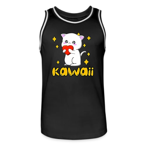 Chat Kawaii Cœur Scintillant - Maillot de basket Homme