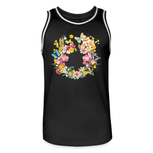 Éclosion Printanière : Fleurs et Papillons Colorés - Maillot de basket Homme