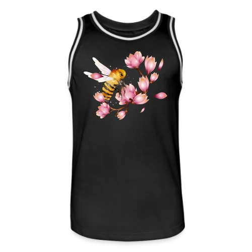 Abeille Volante et Magnolias – Dessin Main Élégant - Maillot de basket Homme