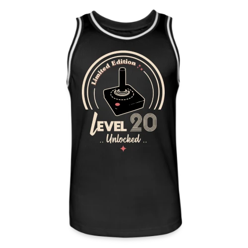 T-shirt Gaming "Niveau 20 Débloqué" - Rétro Anniversaire - Maillot de basket Homme