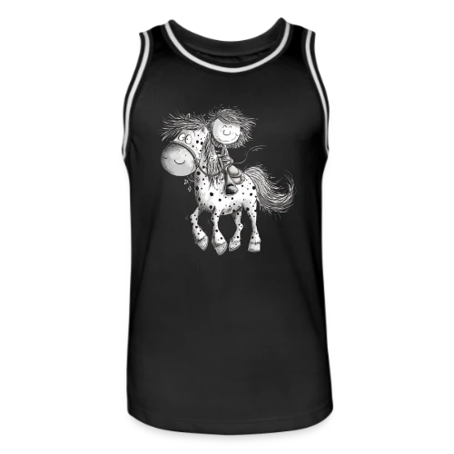 Cheval et cavalier rigolos - Dessin animé - Maillot de basket Homme