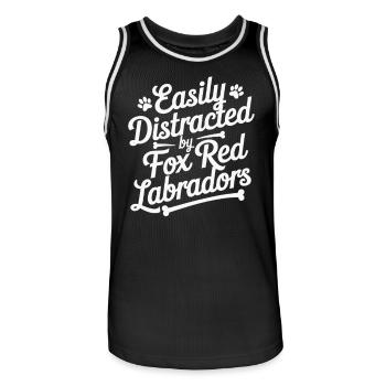 Easily Distracted By Fox Red Labradors - Men's Basketball Jersey - black/white - Front - AI Model Male 185 dark (185cm)