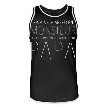Monsieur Papa - Maillot de basket Homme - noir/blanc - Devant - AI Model Male 185 dark (185cm)