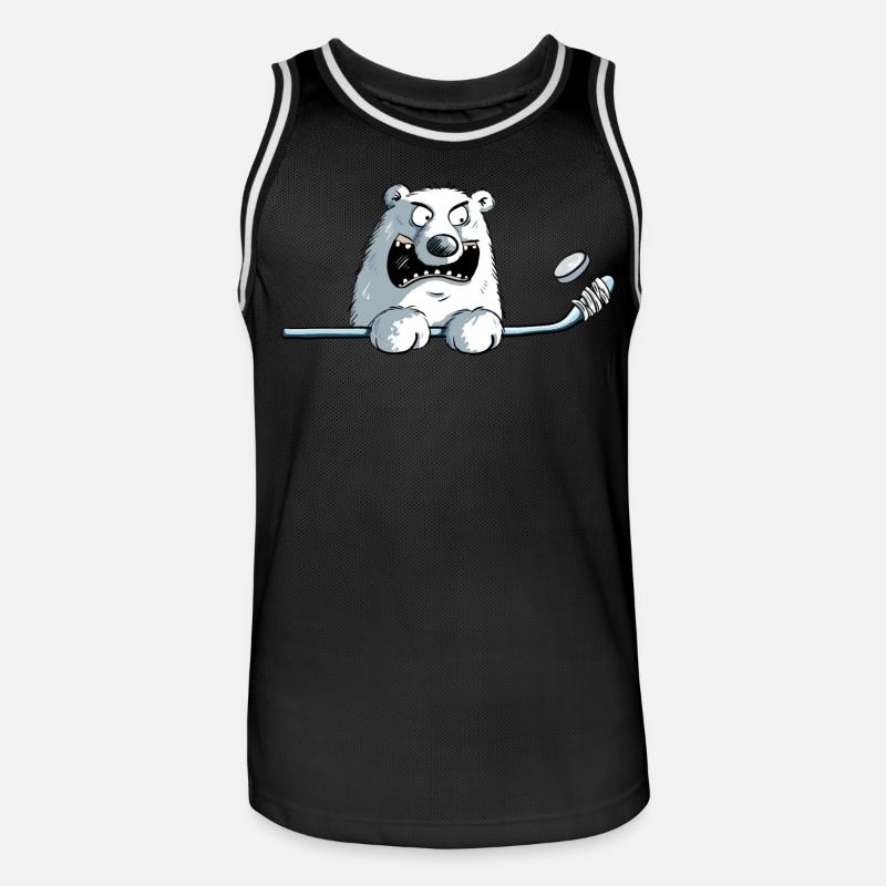 Cooler Eisbär Mit Eishockeyschläger I Eishockey - Männer Basketball-Trikot - Schwarz/Weiß