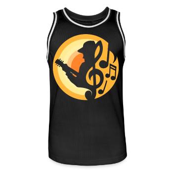 Guitar Player - Men's Basketball Jersey - black/white - Front - AI Model Male 185 dark (185cm)