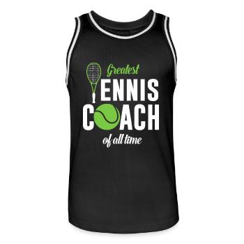 Largest tennis coach ever - Men's Basketball Jersey - black/white - Front - AI Model Male 185 dark (185cm)
