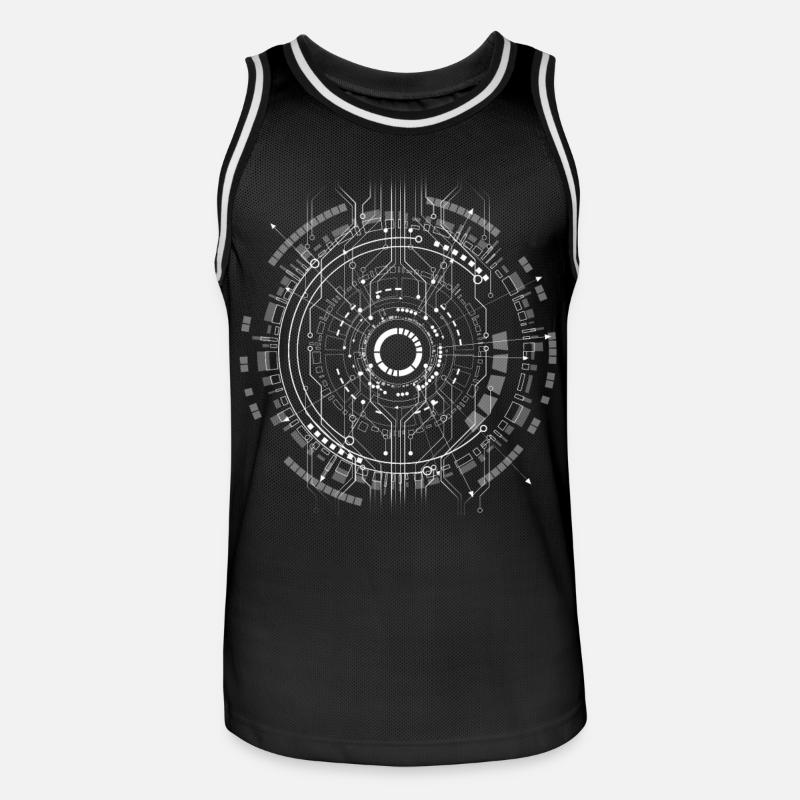 computer c-base stern space cpu nerd pc coder star - Männer Basketball-Trikot - Schwarz/Weiß