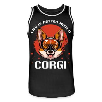 Corgi Diver Bathing Fun - Men's Basketball Jersey - black/white - Front - AI Model Male 185 dark (185cm)