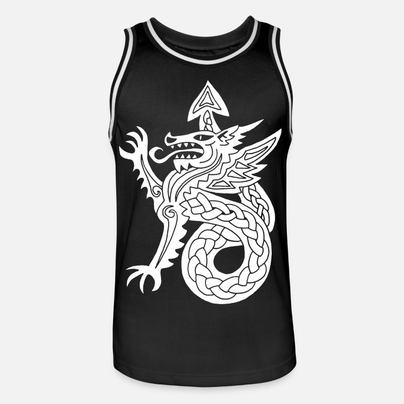 Weißer Drache - Männer Basketball-Trikot - Schwarz/Weiß