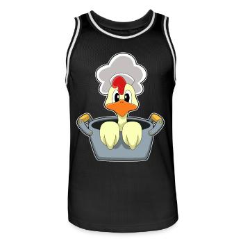 Hühnchen Koch Kochtopf Kochen - Männer Basketball-Trikot - Schwarz/Weiß - Vorne - AI Model Male 185 dark (185cm)