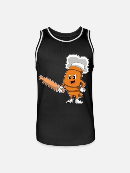 Bread Baker Rolling Pin Baking - Men's Basketball Jersey - black/white