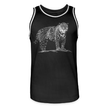 Leopard - Men's Basketball Jersey - black/white - Front - AI Model Male 185 dark (185cm)