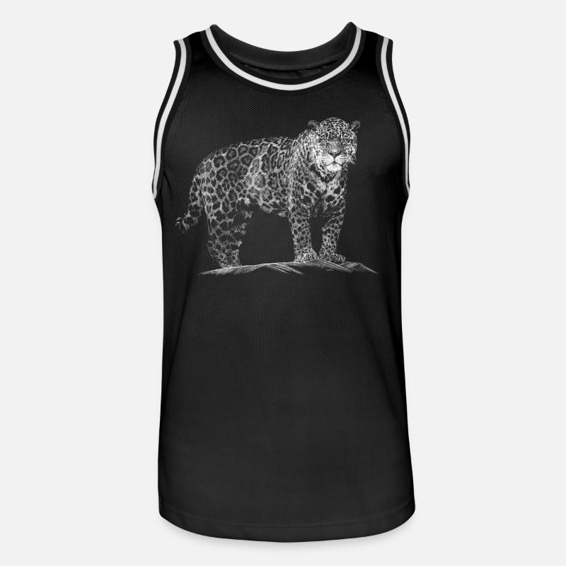 Leopard - Männer Basketball-Trikot - Schwarz/Weiß