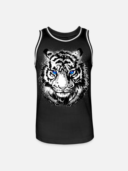 Tiger Head - White Tiger - Cat Wildcat - Men's Basketball Jersey - black/white
