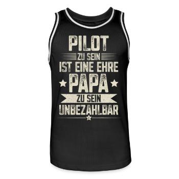 Pilot Papa Vater Vatertag - Männer Basketball-Trikot - Schwarz/Weiß - Vorne - AI Model Male 185 dark (185cm)