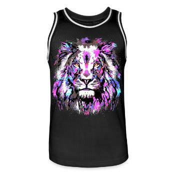 Zodiac sign Leo Colorful - Big Cat - Wildlife - Men's Basketball Jersey - black/white - Front - AI Model Male 185 dark (185cm)