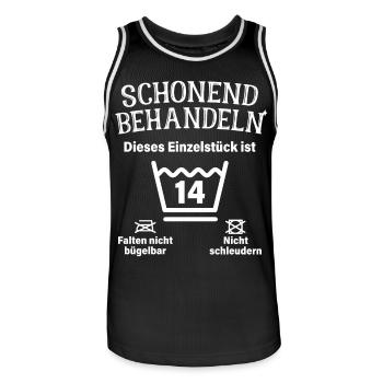 Schonend Behandeln 14. Geburtstag Einzelstück 14 - Männer Basketball-Trikot - Schwarz/Weiß - Vorne - AI Model Male 185 dark (185cm)
