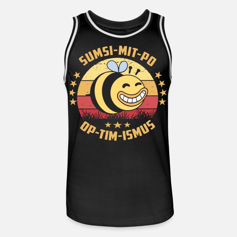 Optimismus oder Sumsi mit Po - Männer Basketball-Trikot - Schwarz/Weiß
