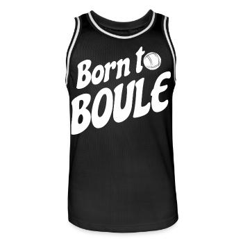 Born to Boule dicton pour Bouler et Pétanque - Maillot de basket Homme - noir/blanc - Devant - AI Model Male 185 dark (185cm)