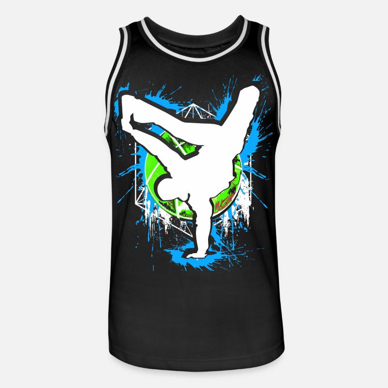 Breakdance - Breakdancer - Breakdancing - BBoy - Maglia da basket per uomo - nero/bianco